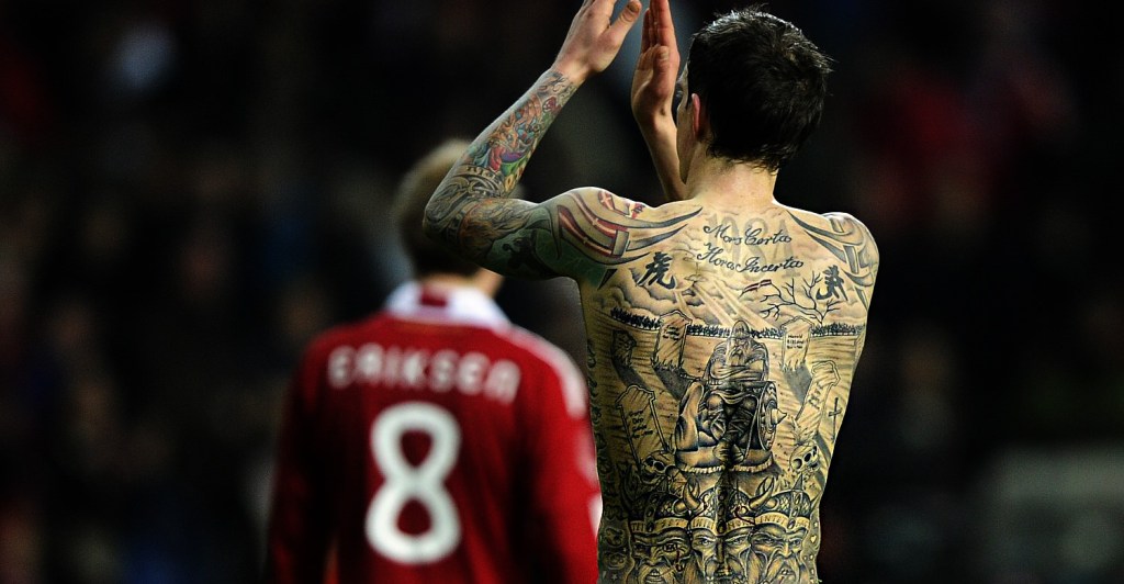 The former captain of Denmark, a classic case of football superstitions bearing his Viking ancestry on his skin. It didn't quite work out for him as injuries took him from being one of the best defenders in Europe at Liverpool to an early retirement back in the first division in Denmark.